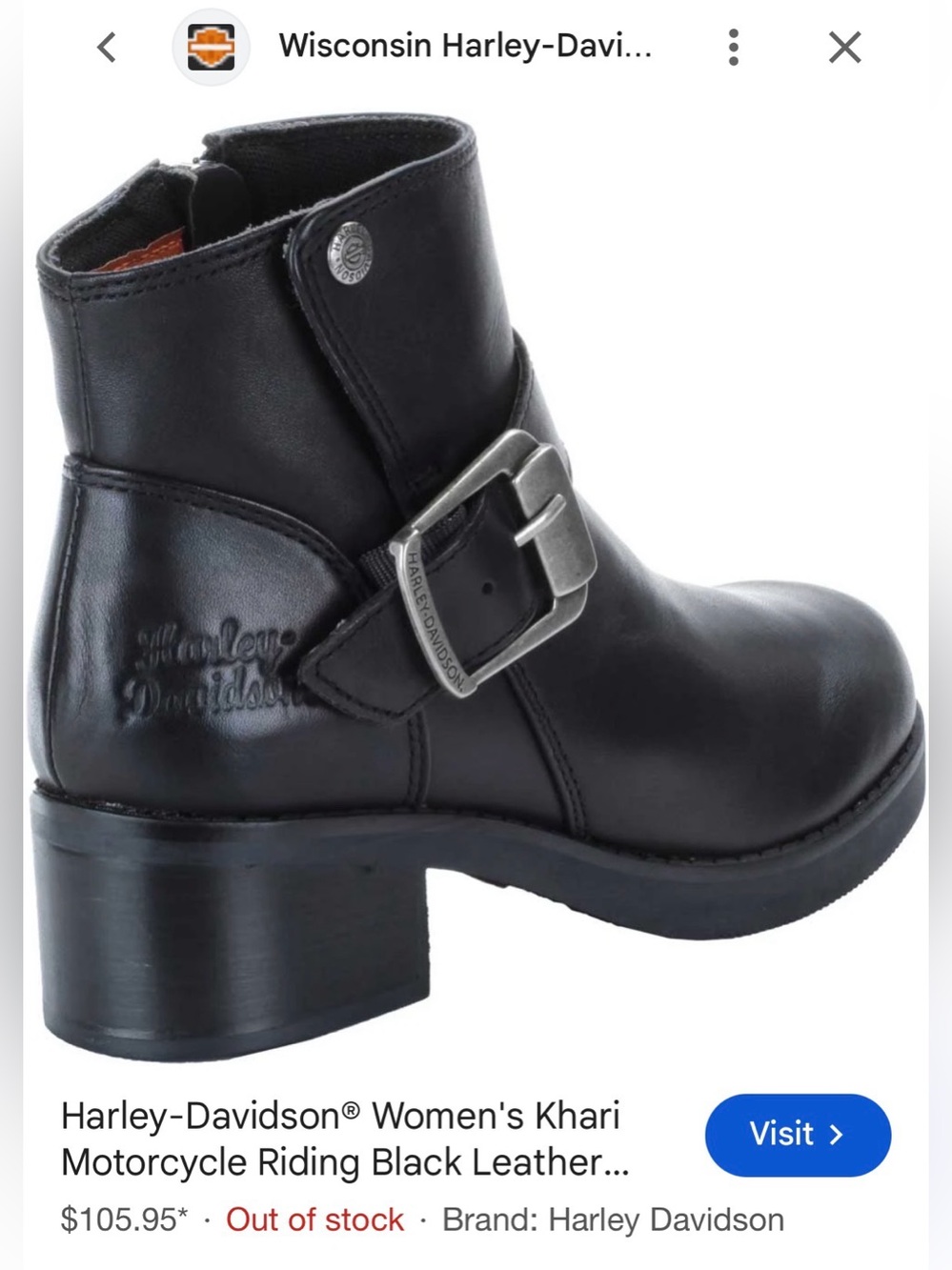 Harley-Davidson Women's Khari Black Leather Motorcycle Riding Boots